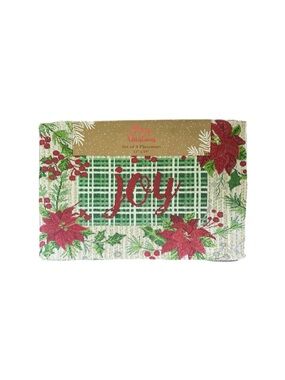 Serafina Home Plaid Holiday Joy Tapestry Placemats Set Of Four